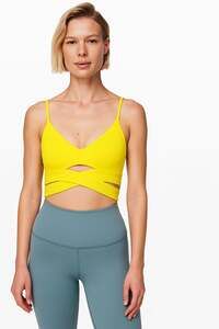 Lululemon Still Now Bra A/B Cup Size 8 Yellow Serpentine YLSR 25110